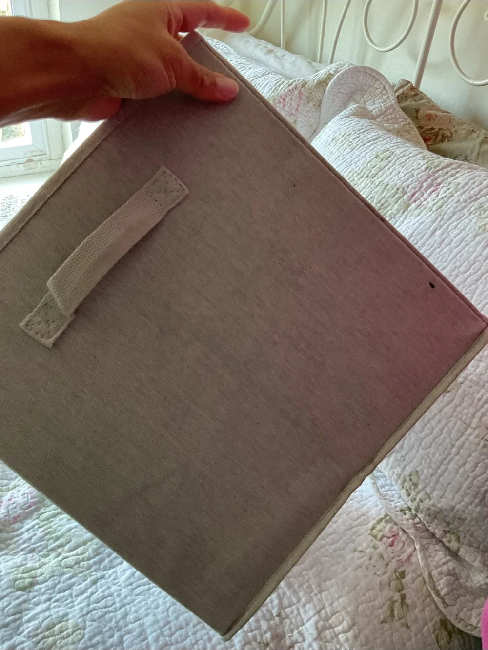 Neutral Fabric Storage Cube - Light Taupe